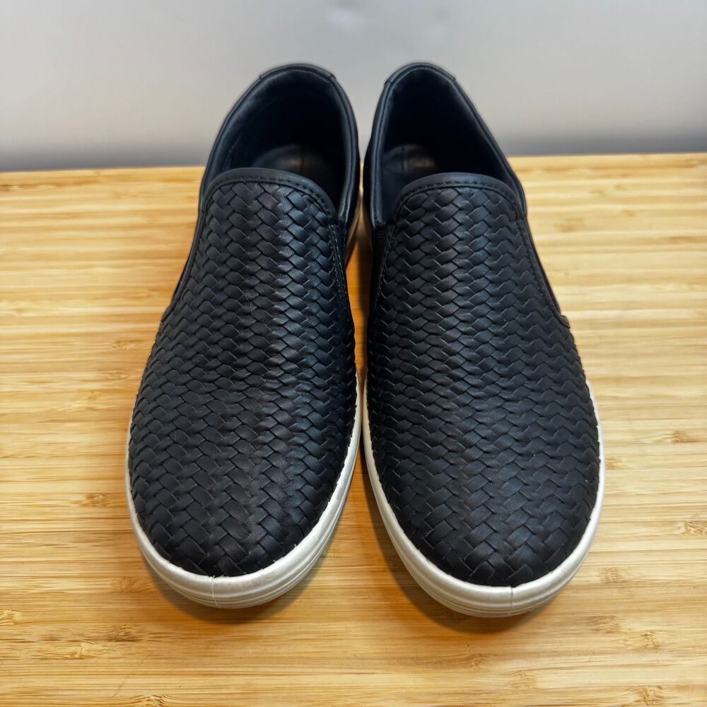 ECCO Soft 7 Woven Slip-On Sneakers Black Leather EU 39 US 8-8.5 Comfort